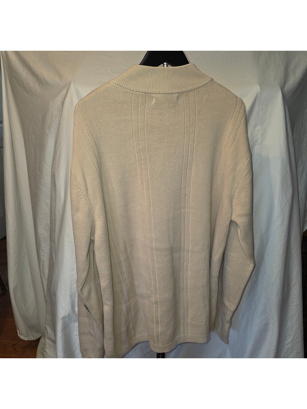 Alex Cannon Men's Quarter Zip Cable Knit Sweater Beige with Elbow Patches size L - Picture 6 of 13